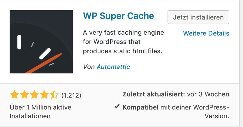 WordPress schneller machen – WP Super Cache
