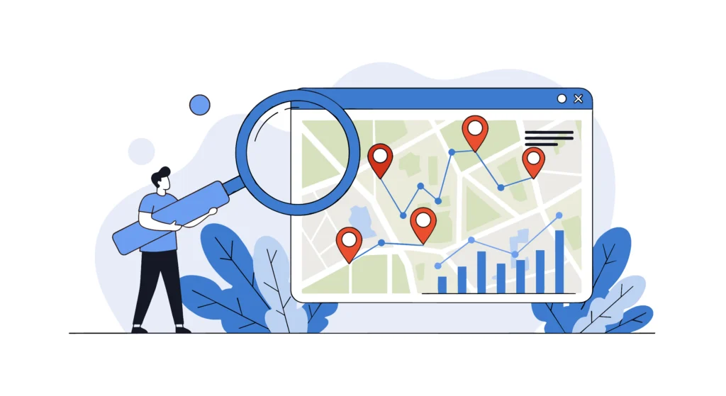 Lokale Optimierung - Illustration - Map mit Ortsmarkierungen