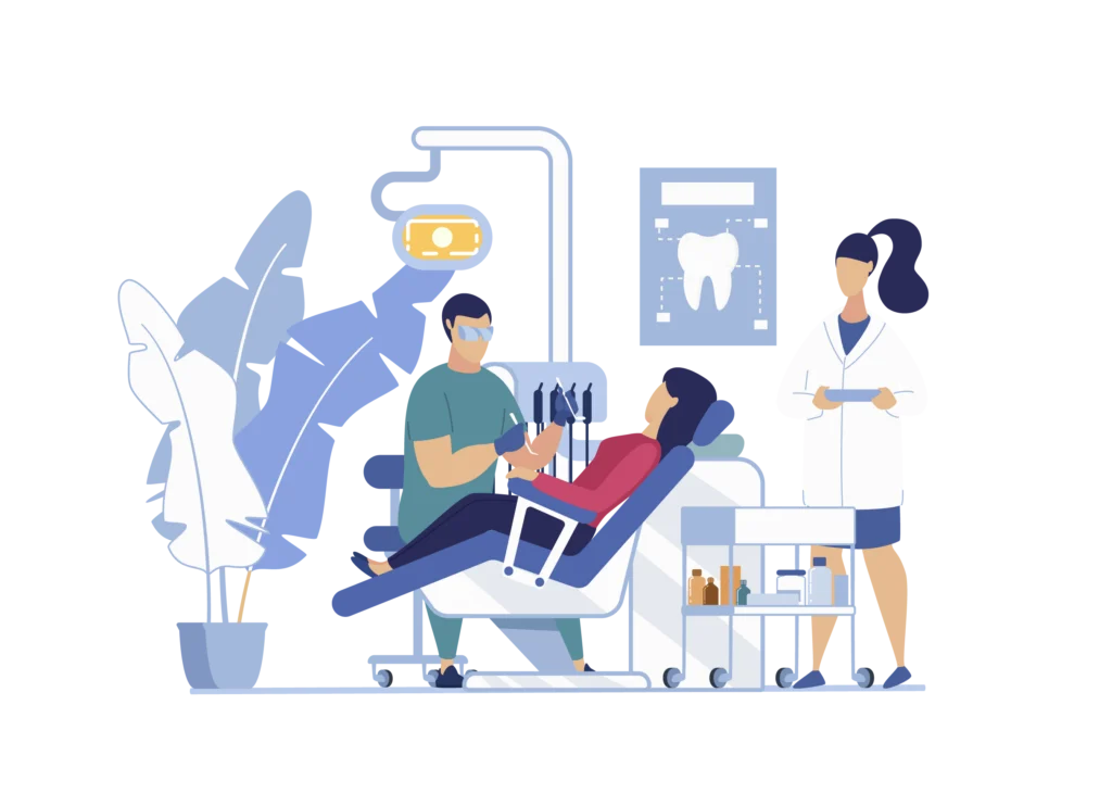 SEO für Zahnärzte, Praxen und Patienten - Illustration - Zahnarzt mit Patient